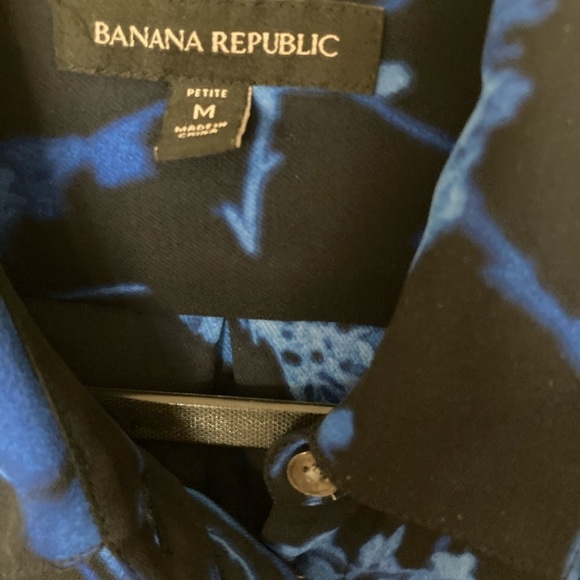 Banana Republic Vibrant Blue & Black Long Sleeves Button Down Top Medium - Picture 5 of 6